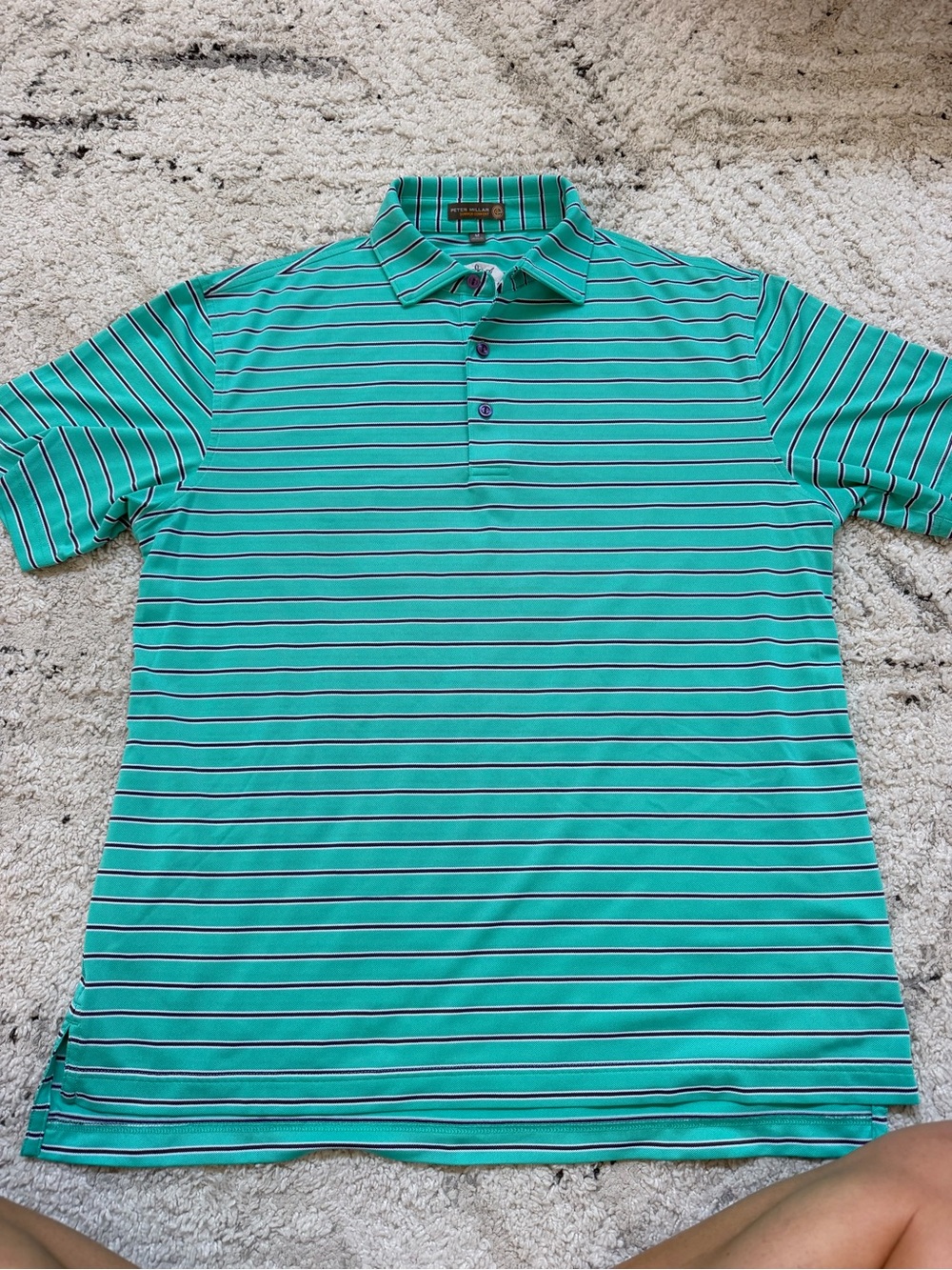 Peter Millar Teal Striped Polo